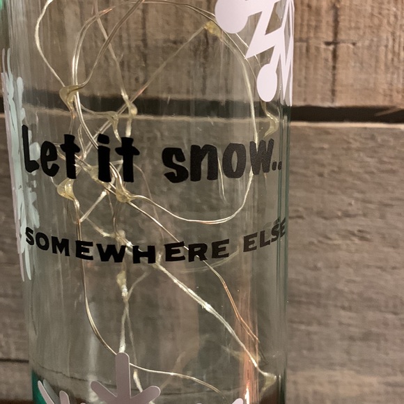 ‘Let it Snow..Somewhere Else’ Wine Bottle Lantern - Picture 2 of 13